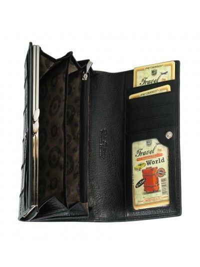 PETERSON skórzany portfel damski 300-1 czarny